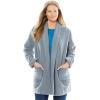 Woman Within Plus Size Microfleece Cardigan Shawl Collar Oversized Long Open Jacket(Black)