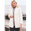 Woman Within Plus Size Microfleece Cardigan Shawl Collar Oversized Long Open Jacket(Black)
