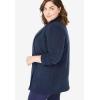 Woman Within Plus Size Microfleece Cardigan Shawl Collar Oversized Long Open Jacket(Navy)