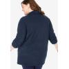 Woman Within Plus Size Microfleece Cardigan Shawl Collar Oversized Long Open Jacket(Plum Purple)
