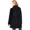 Woman Within Plus Size Petite Fleece Swing Funnel-Neck Coat(Black Windowpane Plaid)