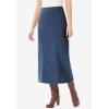Woman Within Plus Size Petite Pull-On Elastic-Waist Stretch Denim Skirt(Light Stonewash)