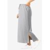 Woman Within Plus Size Petite Sport Knit Side-Slit Skirt(Heather Grey)