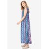 Woman Within Plus Size Pintucked Sleeveless Dress(Pretty Violet Floral Stripe)