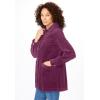 Woman Within Plus Size Pleat-Back Corduroy Jacket Long Oversized Barn Coat(Deep Claret)