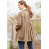 Woman Within Plus Size Pleat-Back Corduroy Jacket Long Oversized Barn Coat(Navy)