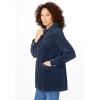 Woman Within Plus Size Pleat-Back Corduroy Jacket Long Oversized Barn Coat(Navy)