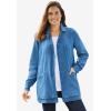 Woman Within Plus Size Pleat-Back Denim Jacket Long Oversized Jean Coat(Black)