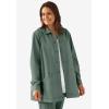 Woman Within Plus Size Pleat-Back Denim Jacket Long Oversized Jean Coat(Black)