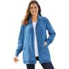 Woman Within Plus Size Pleat-Back Denim Jacket Long Oversized Jean Coat(Deep Claret)