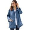 Woman Within Plus Size Pleat-Back Denim Jacket Long Oversized Jean Coat(Deep Claret)