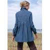 Woman Within Plus Size Pleat-Back Denim Jacket Long Oversized Jean Coat(Medium Stonewash)