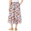 Woman Within Plus Size Print Linen-Blend Midi Skirt (Petite Available)(Black)