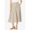 Woman Within Plus Size Print Linen-Blend Midi Skirt (Petite Available)(Black)