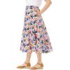 Woman Within Plus Size Print Linen-Blend Midi Skirt (Petite Available)(White)