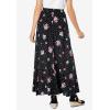 Woman Within Plus Size Pull-On Elastic Waist Soft Maxi Skirt(Black Blossom)