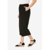 Woman Within Plus Size Pull-On Elastic-Waist Soft Capri(Navy Batik Stripe)