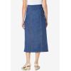 Woman Within Plus Size Pull-On Elastic-Waist Stretch Denim Skirt(Black)