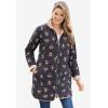 Woman Within Plus Size Reversible Quilted Barn Jacket(Deep Claret Black Prairie Floral)