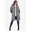 Woman Within Plus Size Rib-Knit Trim Wool Blend Coat(Black Herringbone)