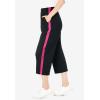 Woman Within Plus Size Side-Stripe Cotton French Terry Capri(Black Raspberry Sorbet)