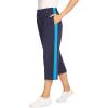 Woman Within Plus Size Side-Stripe Cotton French Terry Capri(Black White)