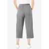 Woman Within Plus Size Side-Stripe Cotton French Terry Capri(Medium Heather Grey Sweet Coral)