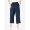 Woman Within Plus Size Side-Stripe Cotton French Terry Capri(Navy Waterfall)