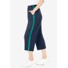 Woman Within Plus Size Side-Stripe Cotton French Terry Capri(Navy Waterfall)