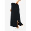 Woman Within Plus Size Sport Knit Side-Slit Skirt(Black)