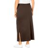 Woman Within Plus Size Sport Knit Side-Slit Skirt(Chocolate)