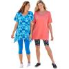 Woman Within Plus Size Stretch Cotton Bike Short(Black White Tie Dye)
