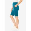Woman Within Plus Size Stretch Cotton Pocket Bike Short(Deep Teal)