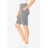 Woman Within Plus Size Stretch Cotton Pocket Bike Short(Medium Heather Grey)