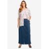 Woman Within Plus Size Stretch Denim Front-Slit Skirt(Medium Stonewash)