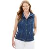Woman Within Plus Size Stretch Denim Vest Jean Vest(Black)