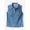 Woman Within Plus Size Stretch Denim Vest Jean Vest(Raspberry Sorbet)