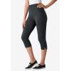 Woman Within Plus Size Stretch-Cotton Knit Pull-On Capri Leggings(Pine)