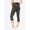 Woman Within Plus Size Stretch-Cotton Knit Pull-On Pocket Capri Leggings(Black Wash)