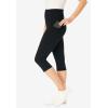 Woman Within Plus Size Stretch-Cotton Knit Pull-On Pocket Capri Leggings(Deep Claret)