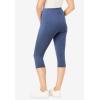 Woman Within Plus Size Stretch-Cotton Knit Pull-On Pocket Capri Leggings(Heather Navy)