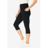 Woman Within Plus Size Stretch-Cotton Knit Pull-On Pocket Capri Leggings(Toffee)