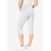 Woman Within Plus Size Stretch-Cotton Knit Pull-On Pocket Capri Leggings(White)