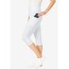 Woman Within Plus Size Stretch-Cotton Knit Pull-On Pocket Capri Leggings(White)