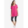 Woman Within Plus Size Stretch-Cotton Knit Pull-On Printed Capri Leggings(Black White Tie Dye)