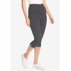 Woman Within Plus Size Stretch-Cotton Knit Pull-On Printed Capri Leggings(Blue Tie-dye)