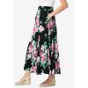 Woman Within Plus Size Wide Elastic Waist Skirt(Black Bloom)