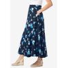 Woman Within Plus Size Wide Elastic Waist Skirt(Navy Ditsy Floral)