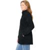 Woman Within Plus Size Zip-Front Microfleece Jacket Long Oversized Fleece(Black Marled)