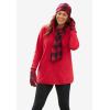 Woman Within Plus Size Zip-Front Microfleece Jacket Long Oversized Fleece(Vivid Red Buffalo Plaid)